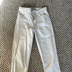 Zara Cropped White Jeans